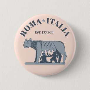 Badge Rond 5 Cm Rome, Italie : Le Loup Capitoline