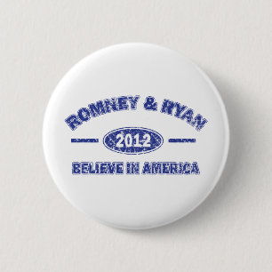 Badge Rond 5 Cm Romney et Ryan croient en l'Amérique