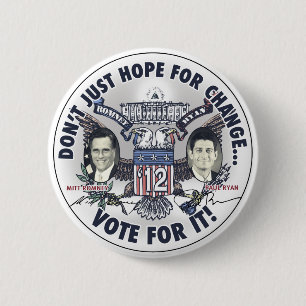 Badge Rond 5 Cm Romney Ryan 2012 deux a dirigé Eagle Jugate
