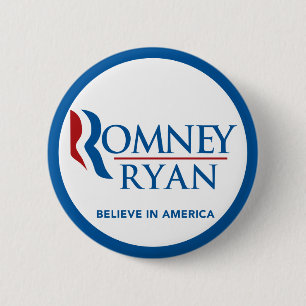 Badge Rond 5 Cm Romney Ryan croient en frontière bleue ronde de