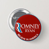Badge Rond 5 Cm Romney Ryan croient en rouge rond de l'Amérique (Devant & derrière)