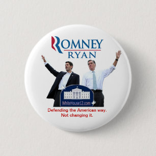 Badge Rond 5 Cm Romney-Ryan : Défense de la manière américaine