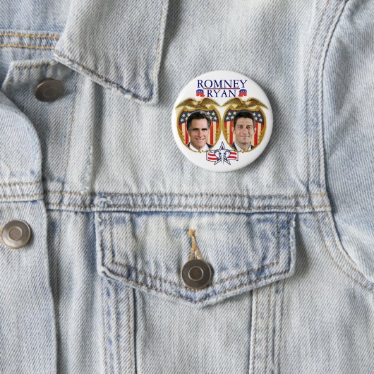 Badge Rond 5 Cm Romney Ryan Jugate (En situation)
