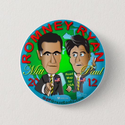 Badge Rond 5 Cm Romney Ryan USA (Devant)