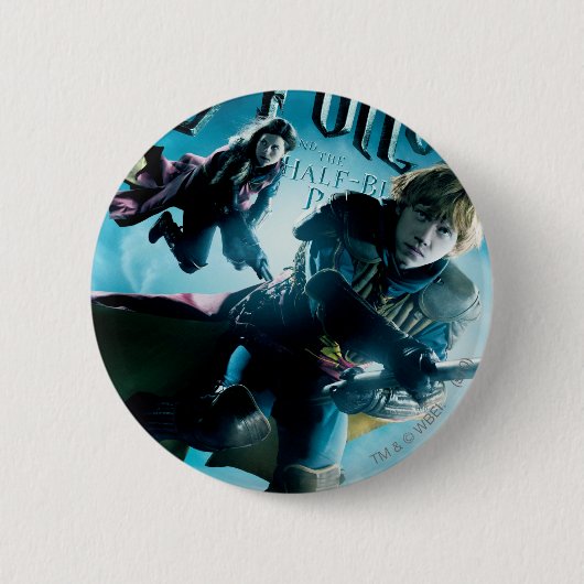 Badge Rond 5 Cm Ron and Ginny On Brooms 1 (Devant)