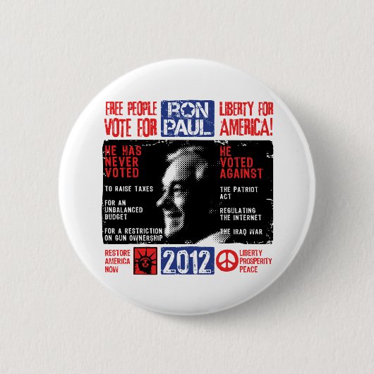 Badge Rond 5 Cm Ron Paul 2012 (Devant)