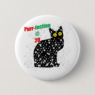 Badge Rond 5 Cm Ronronnement-fection de chat de la neige 20