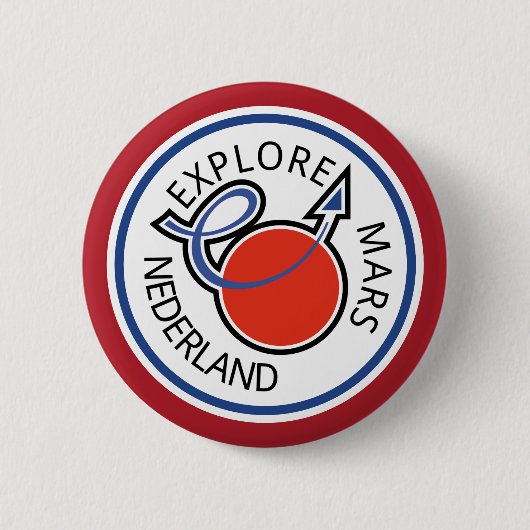 Badge Rond 5 Cm Rood with Blauw Explorez Mars Nederland Logo (Devant)