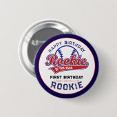 Badge Rond 5 Cm Rookie de l'année 1er anniversaire baseball (Devant & derrière)