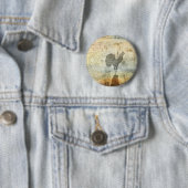 Badge Rond 5 Cm Rooster de Vane météorologique (En situation)