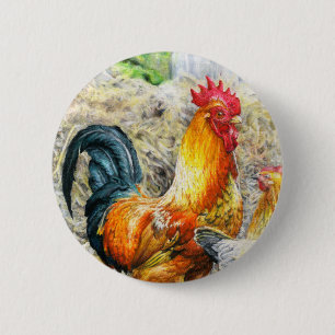 Badge Rond 5 Cm Rooster Fière