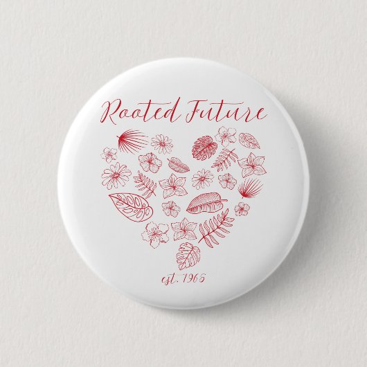 Badge Rond 5 Cm Rooted Future date de création 1965 Bouton (Devant)