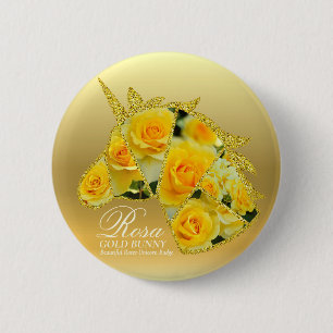 Badge Rond 5 Cm Rosa Gold Bunny