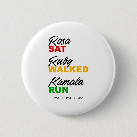 Badge Rond 5 Cm Rosa Sat Ruby Marche Kamala Run Texte (Devant)
