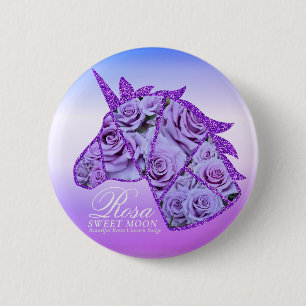 Badge Rond 5 Cm Rosa Sweet Moon