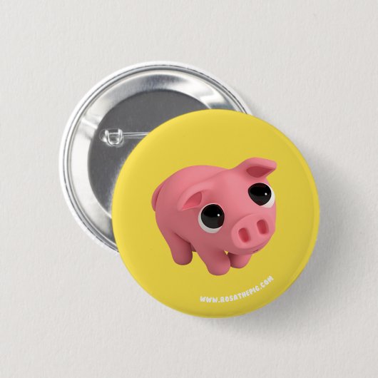 Badge Rond 5 Cm Rosa the Pig is shy (Devant & derrière)