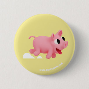 Badge Rond 5 Cm Rosa the Pig keep running