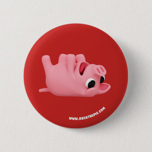 Badge Rond 5 Cm Rosa the pig laying on re back