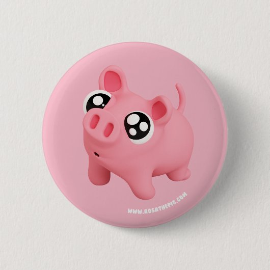 Badge Rond 5 Cm Rosa the Pig Puppy Eyes (Devant)