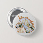 Badge Rond 5 Cm Rosa White Arrow (Devant & derrière)