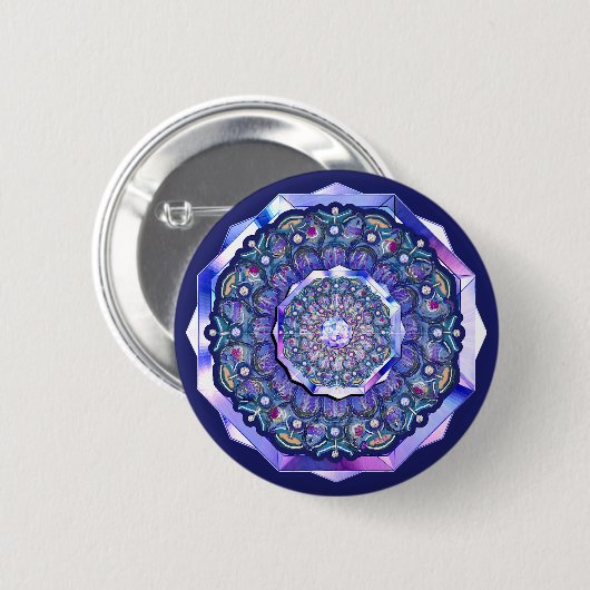 Badge Rond 5 Cm rosace bleue (Devant & derrière)
