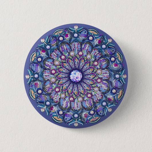 Badge Rond 5 Cm rosace bleue (Devant)