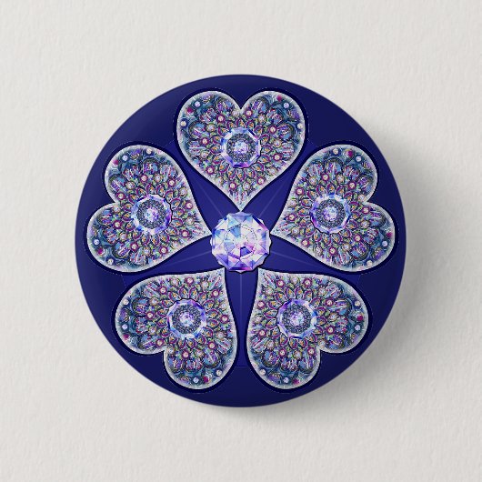 Badge Rond 5 Cm rosace bleue (Devant)