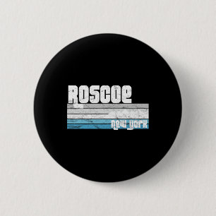 Badge Rond 5 Cm Roscoe New York Ny Vacances Rétro Ski Randonnée Sn