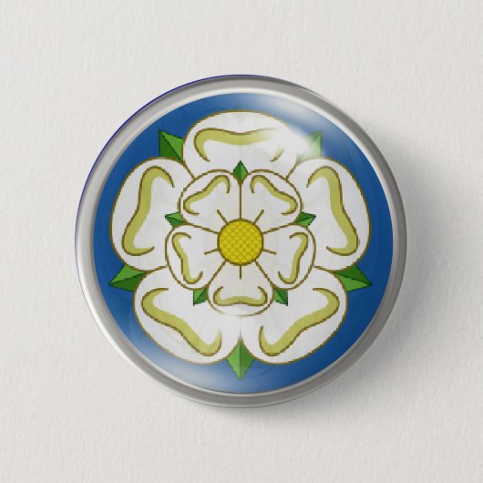 Badge Rond 5 Cm Rose blanc de drapeau de Yorkshire (Devant)