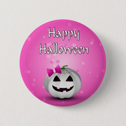 Badge Rond 5 Cm Rose blanc Halloween Girly de citrouille (Devant)
