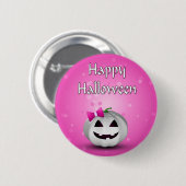 Badge Rond 5 Cm Rose blanc Halloween Girly de citrouille (Devant & derrière)