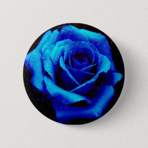 Badge Rond 5 Cm Rose bleu spectaculaire