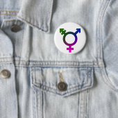 Badge Rond 5 Cm Rose/bleu/vert de symbole de Trans* (En situation)