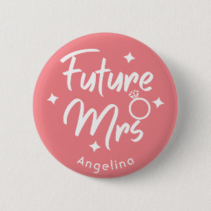 Badge Rond 5 Cm Rose Calligraphic Future Mme Bouton personnalisé