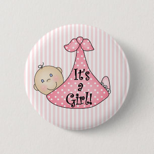 Badge Rond 5 Cm Rose c'est une fille