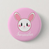 Badge Rond 5 Cm Rose Chic Moderne Cute Fluffé Lapin Lapin (Devant)