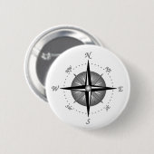 Badge Rond 5 Cm Rose de boussole gris (Devant & derrière)