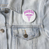 Badge Rond 5 Cm Rose de caducée d'infirmière (En situation)