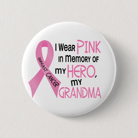 Badge Rond 5 Cm ROSE de cancer du sein DANS la MÉMOIRE de MA (Devant)