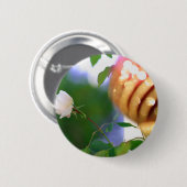 Badge Rond 5 Cm Rose de Noël blanc (Devant & derrière)