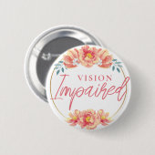 Badge Rond 5 Cm Rose de pêche feminine Vue florale Imparée (Devant & derrière)