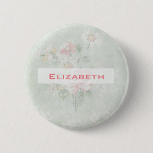 Badge Rond 5 Cm Rose défraîchi Shabby Vintage Design personnalisé
