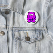 Badge Rond 5 Cm Rose d'hippopotame (En situation)