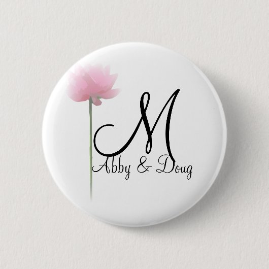 Badge Rond 5 Cm Rose doux avec monogramme (Devant)