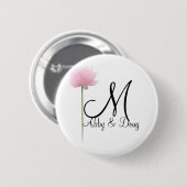 Badge Rond 5 Cm Rose doux avec monogramme (Devant & derrière)