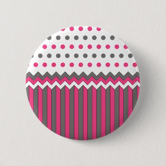 Badge Rond 5 Cm Rose et motif gris (Devant)