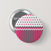 Badge Rond 5 Cm Rose et motif gris (Devant & derrière)