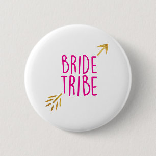 Badge Rond 5 Cm {Rose et or de tribu de jeune mariée}