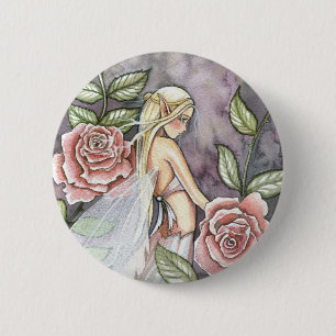 Badge Rond 5 Cm Rose Fairy Pin, Button par Molly Harrison