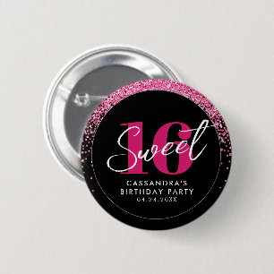 Badge Rond 5 Cm Rose Gold & Black Glam Sweet sixteen